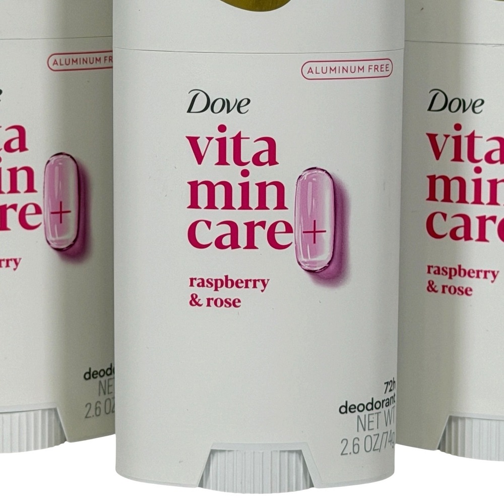 Dove VitaminCare+ Deodorant Raspberry & Rose Aluminum Free 2.6 oz 3 Pack Women's - Picture 2 of 6